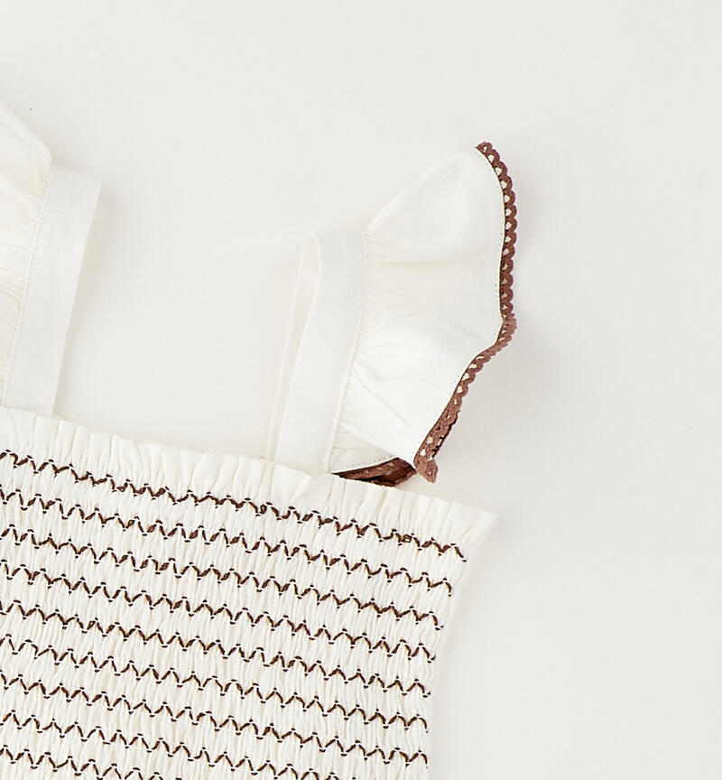 Maglietta con volant bambina PANNA-MARRONE-8191