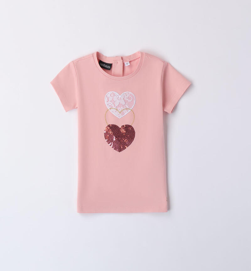 Girls' heart T-shirt   PINK DOLPHINS-2775