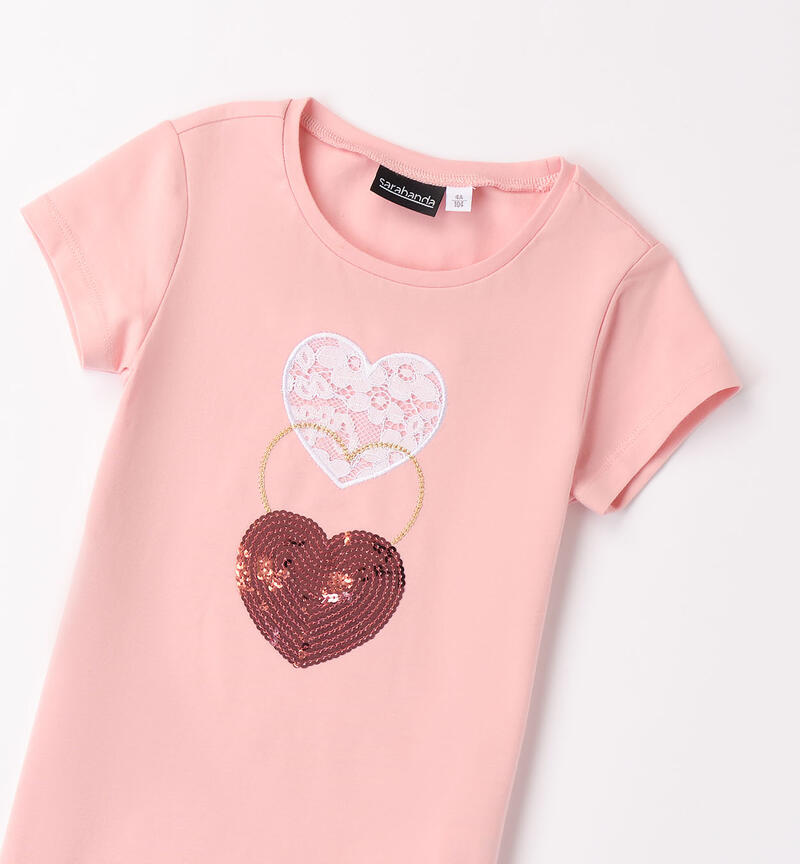 Girls' heart T-shirt   PINK DOLPHINS-2775