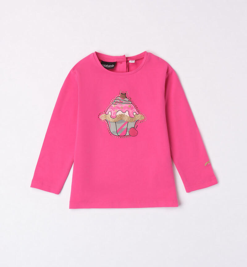 Sarabanda dessert t-shirt for girls from 9 months to 8 years FUXIA-2443