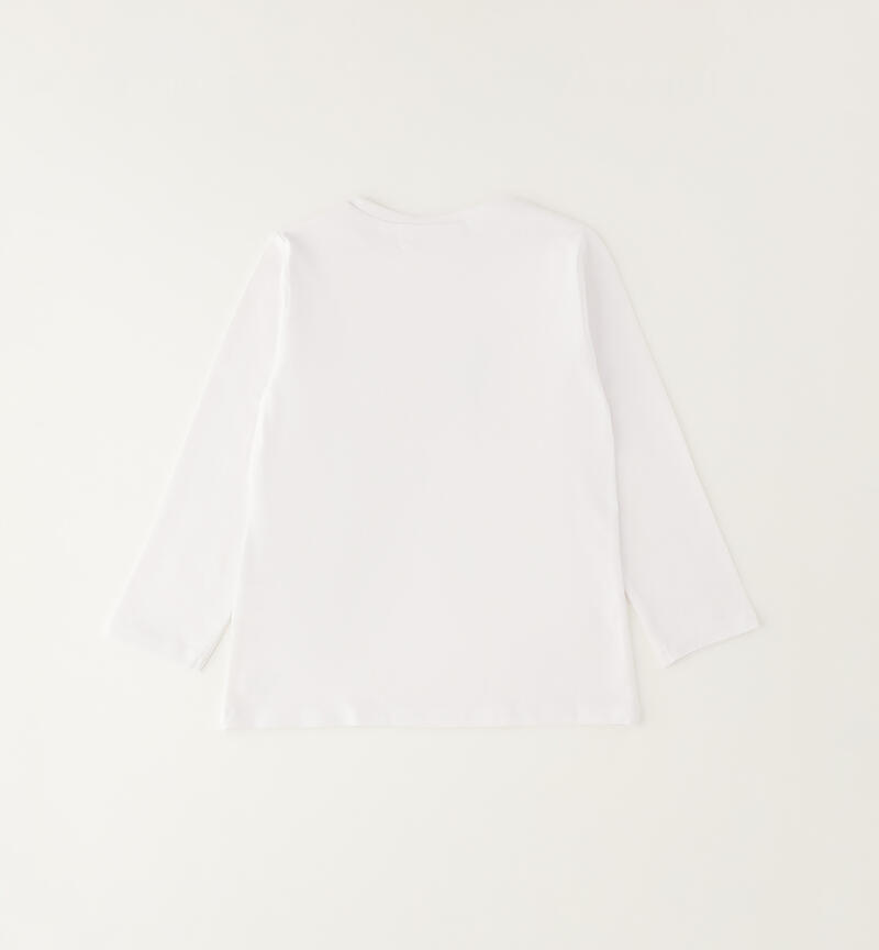Girls' crew neck T-shirt BIANCO-0113