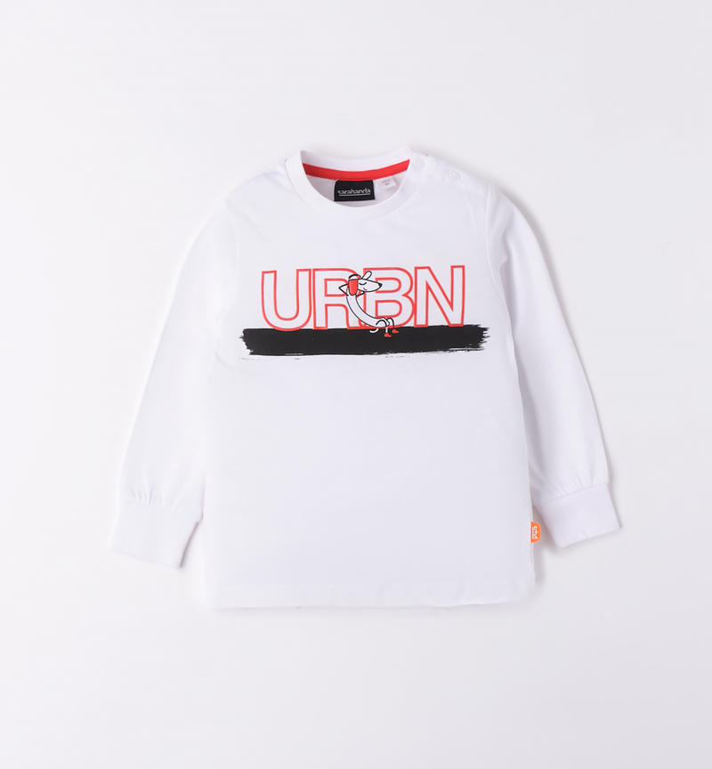 Sarabanda crew neck t-shirt for boys from 9 months to 8 years BIANCO-0113