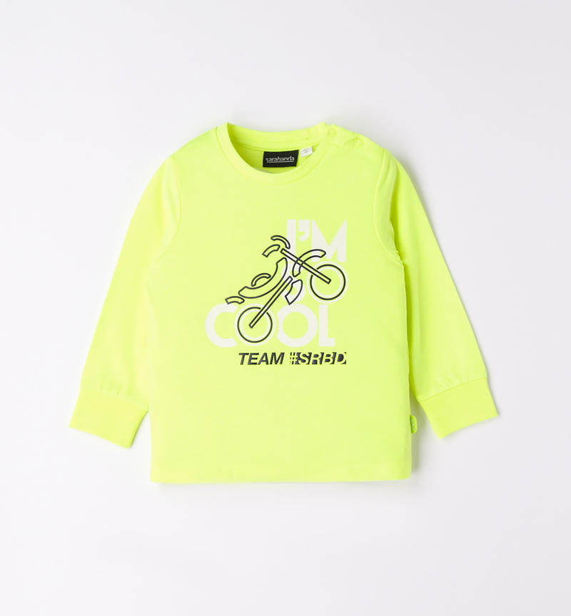 Sarabanda crew neck t-shirt for boys from 9 months to 8 years GREEN ACID-5841