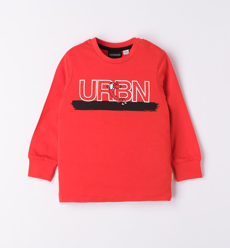Sarabanda crew neck t-shirt for boys from 9 months to 8 years ROSSO-2235