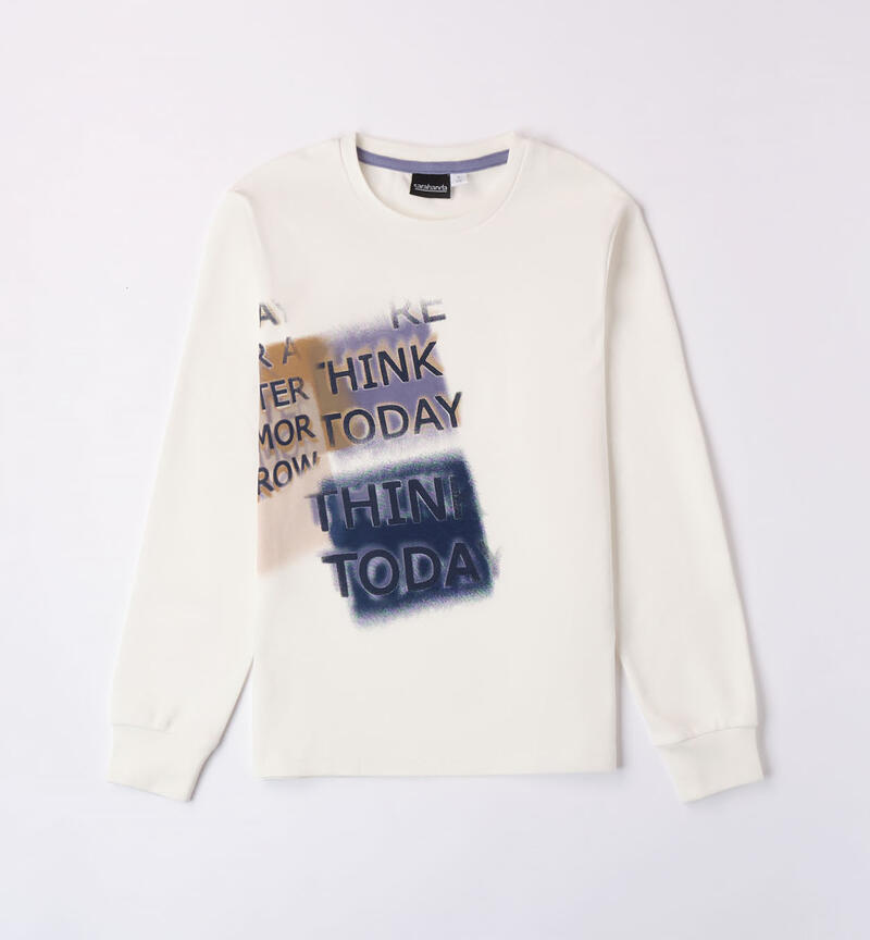 Sarabanda crew neck t-shirt with writings for boys from 8 to 16 years PANNA-0112