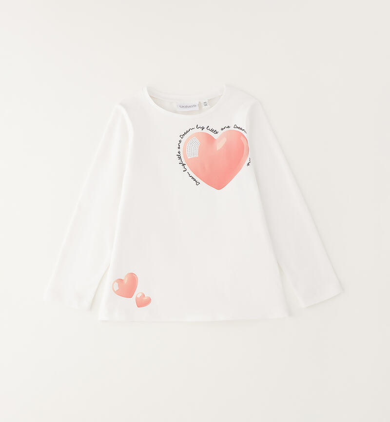 Girls' crew neck T-shirt BIANCO-0113