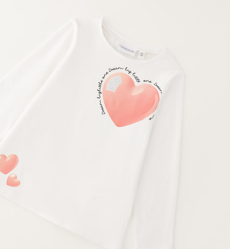 Girls' crew neck T-shirt BIANCO-0113
