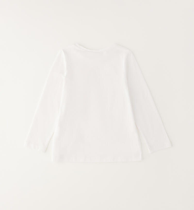 Girls' crew neck T-shirt BIANCO-0113