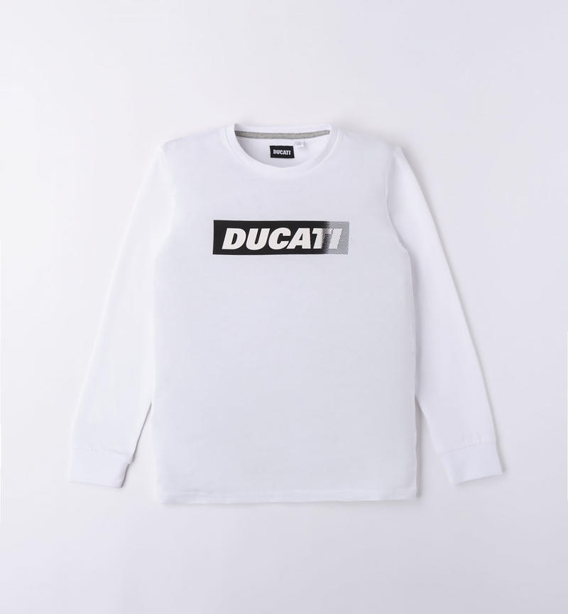 Ducati 100% cotton crew neck t-shirt for boys from 3 to 16 years BIANCO-0113