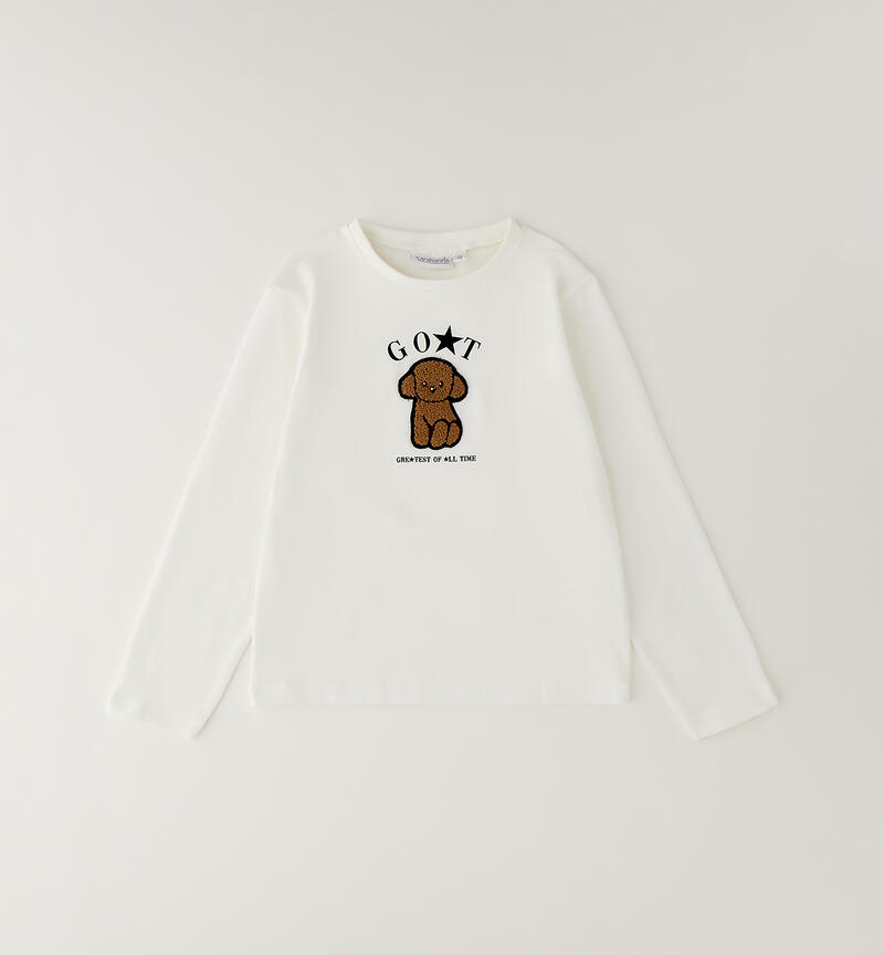 Maglietta in cotone ragazza PANNA-0112