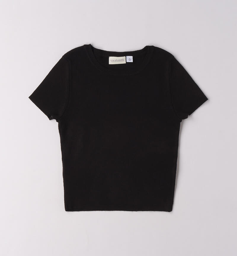 Maglietta in tricot per ragazza NERO-0658