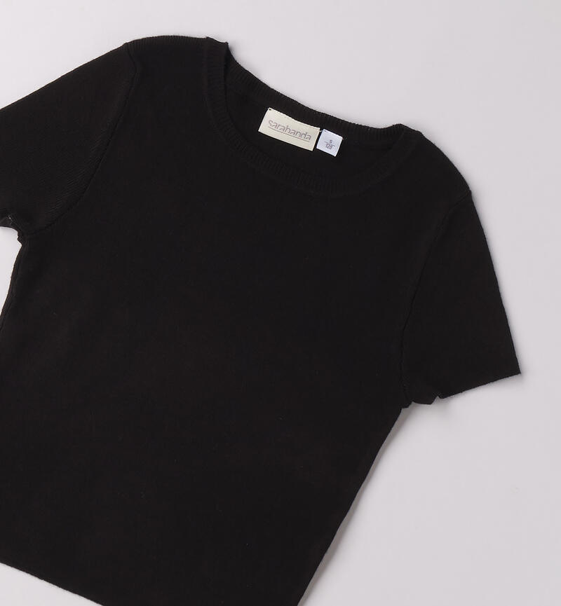 Maglietta in tricot per ragazza NERO-0658