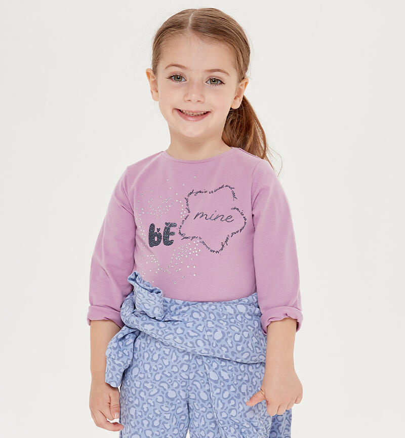 Sarabanda lilac t-shirt for girls from 9 months to 8 years LILLA-3111