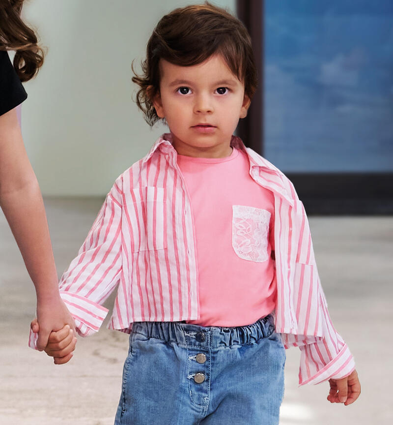 Girls' short-sleeved T-shirt PINK-2372