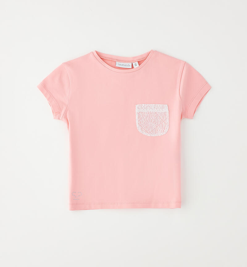 Girls' short-sleeved T-shirt PINK-2372