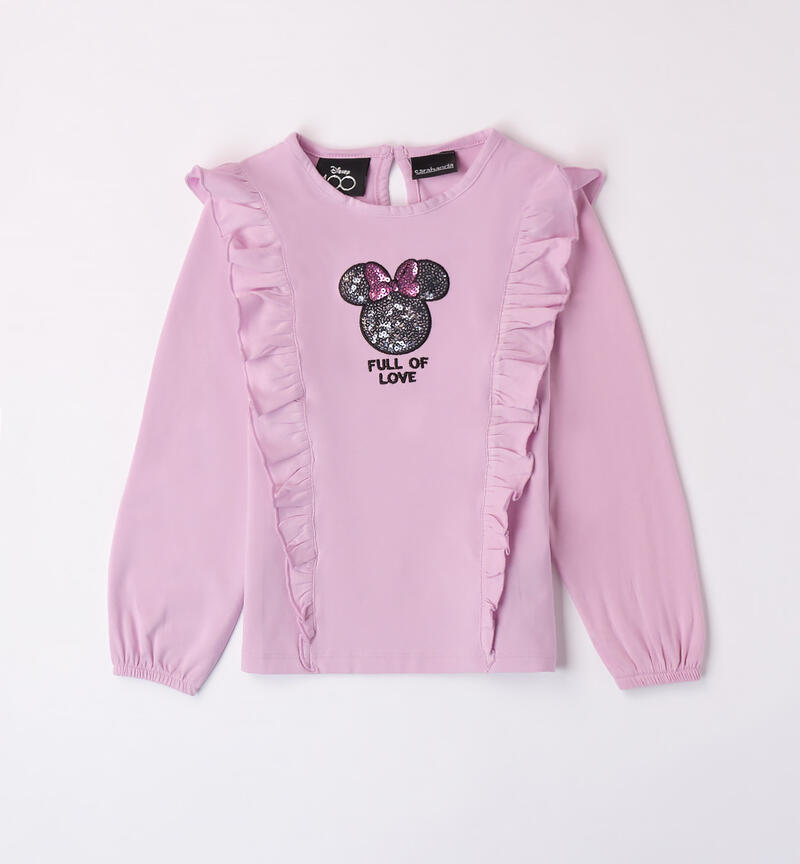 Maglietta Minnie con paillettes per bambina da 3 a 8 anni Sarabanda ORCHIDEA-3322