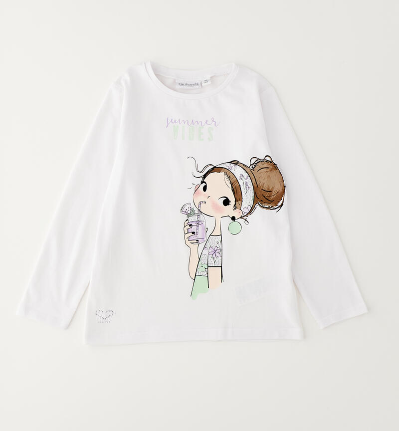 Sarabanda T-shirt for girls BIANCO-0113