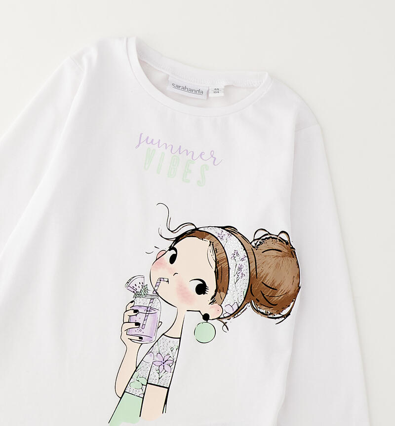 Sarabanda T-shirt for girls BIANCO-0113