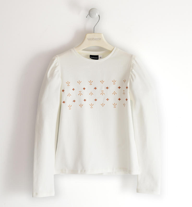 Sarabanda girl's t-shirt with embroidery from 8 to 16 years PANNA-0112