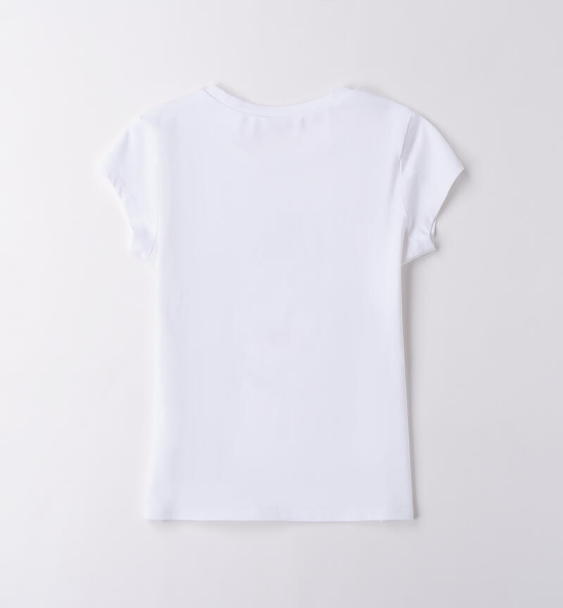 Maglietta ragazza manica corta BIANCO-0113
