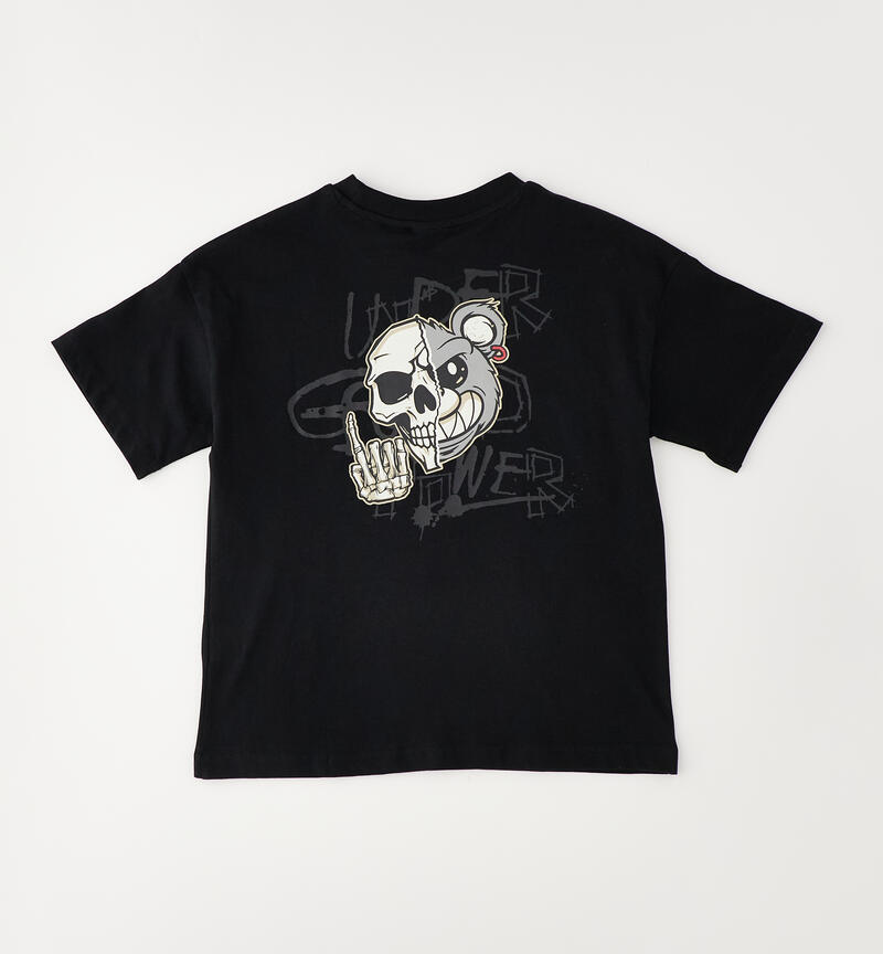 Maglietta ragazzo in cotone NERO-0658