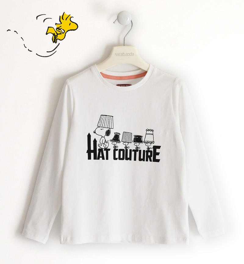 Maglietta Snoopy ragazza da 8 a 16 anni Sarabanda BIANCO-0113