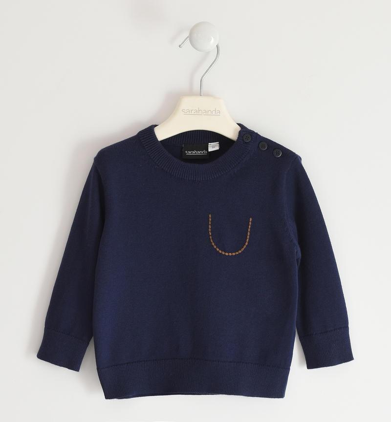 Maglioncino bambino con ricamo da 9 mesi a 8 anni Sarabanda BLU-BLU-8028