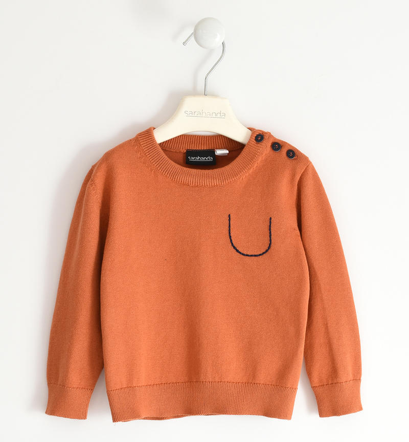 Maglioncino bambino con ricamo da 9 mesi a 8 anni Sarabanda RUST-1144
