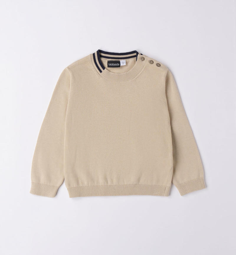 Sarabanda jumper with patches for boys from 9 months to 8 years BEIGE-0435