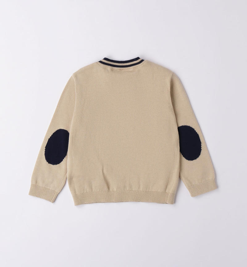 Sarabanda jumper with patches for boys from 9 months to 8 years BEIGE-0435