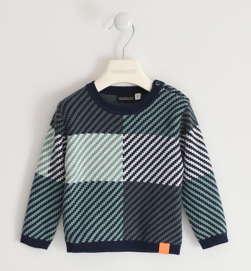 Maglioncino bambino fantasia all over da 9 mesi a 8 anni Sarabanda VERDE SCURO-4254