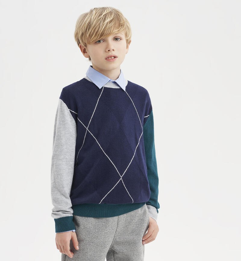 Sarabanda blue sweater for boys from 8 to 16 years NAVY-3854