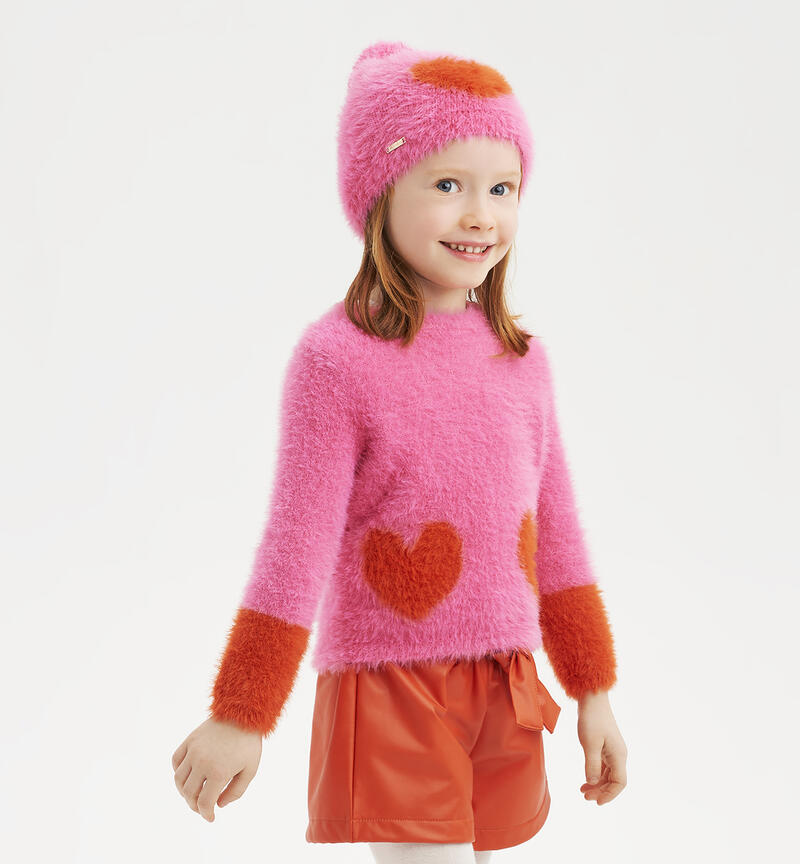 Sarabanda heart jumper for girls from 9 months to 8 years ROSA-2426