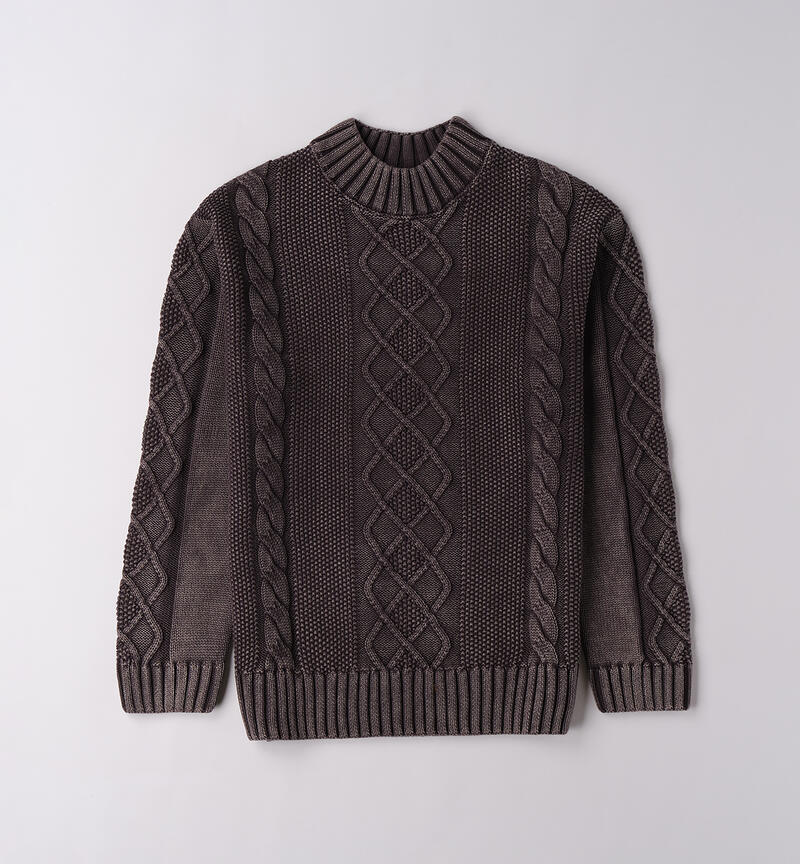 Maglione 100% cotone ragazzo GRIGIO SCURO-0566