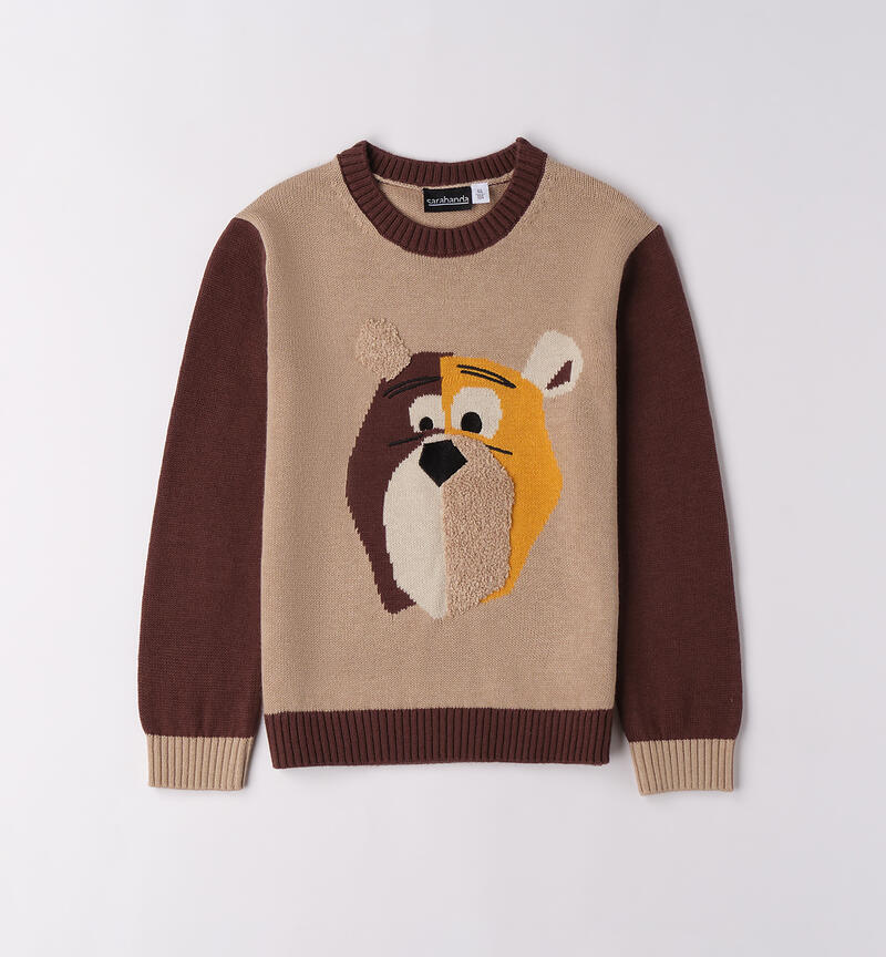 Maglione bambina con animaletto BEIGE-0927
