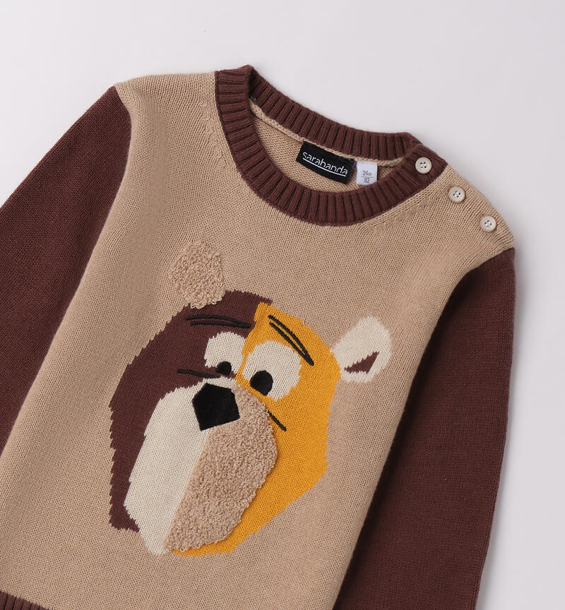 Maglione bambina con animaletto BEIGE-0927