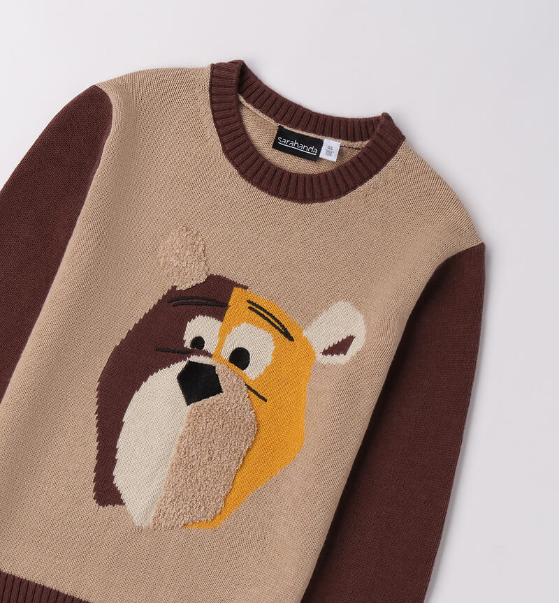 Maglione bambina con animaletto BEIGE-0927