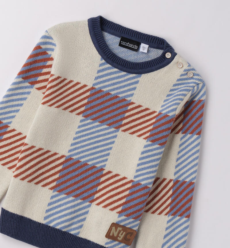 Maglione bambino a righe ECRU-0124