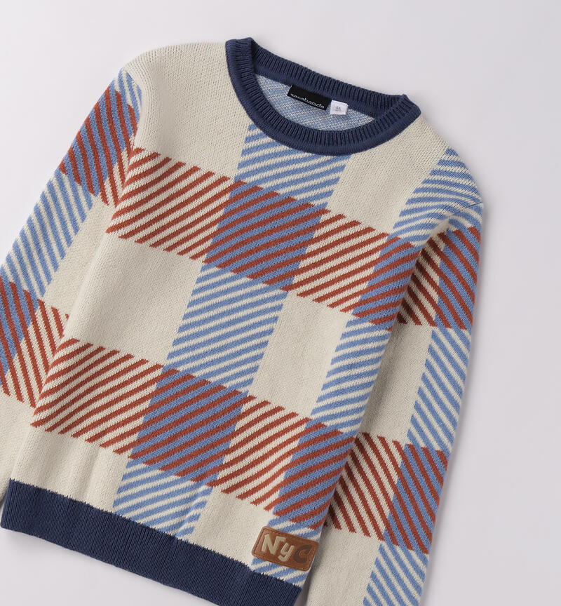 Maglione bambino a righe ECRU-0124