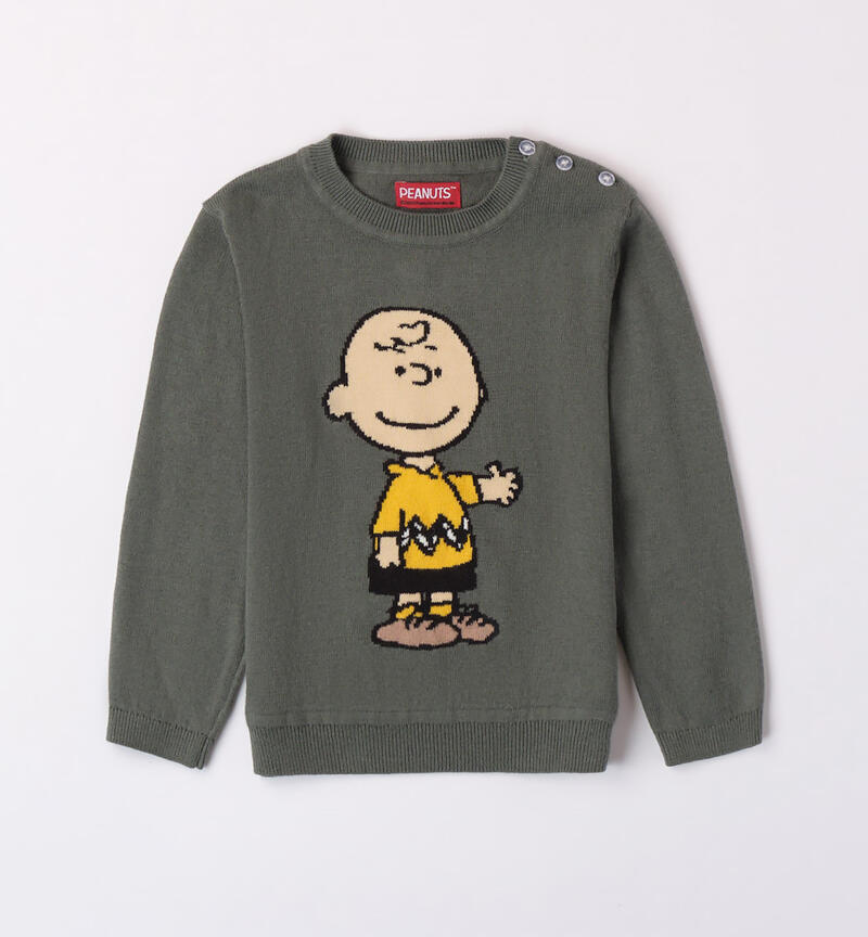 Maglione Charlie Brown per bambino da 9 mesi a 8 anni Sarabanda VERDE SCURO-4254