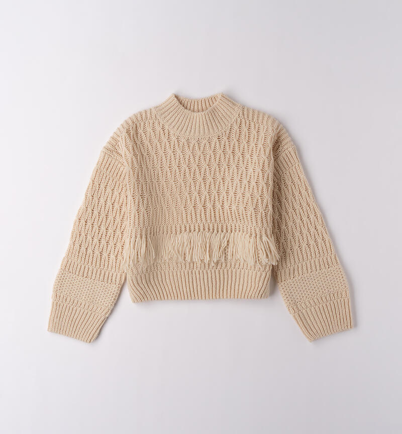 Maglione collo alto ragazza ECRU'-0154