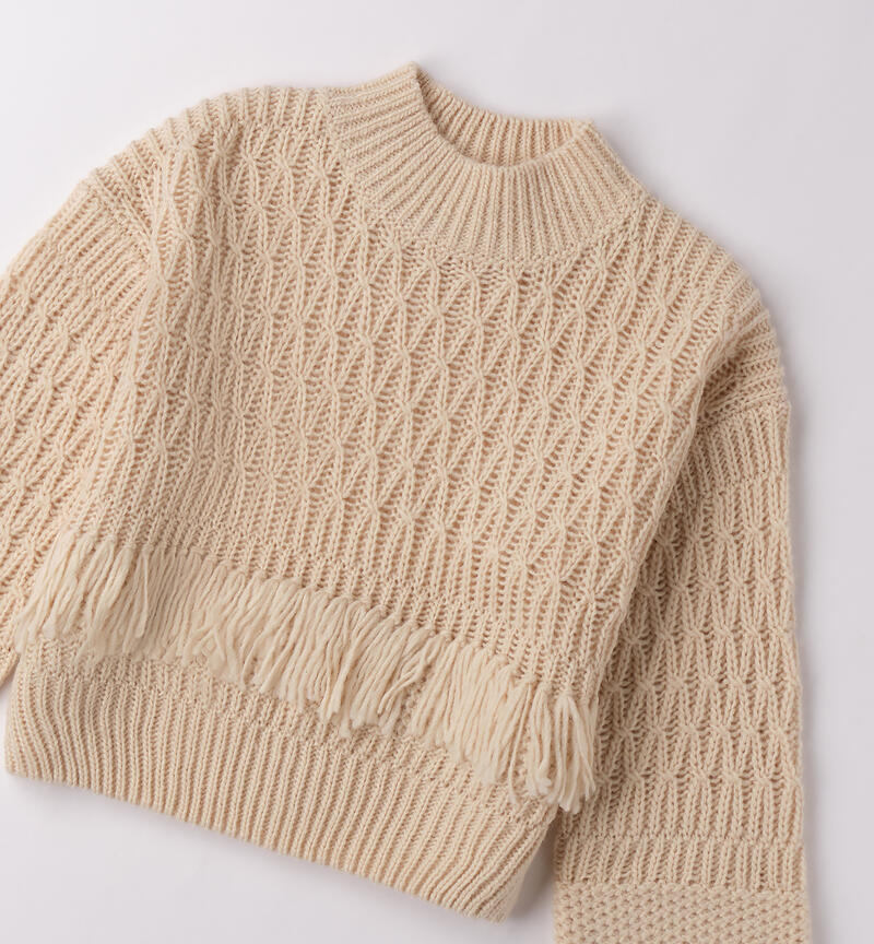 Maglione collo alto ragazza ECRU'-0154
