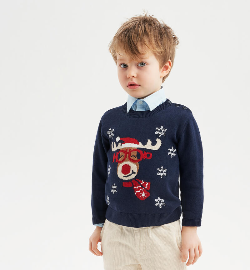 Sarabanda Christmas jumper for boys from 9 months to 8 years  NAVY-3854