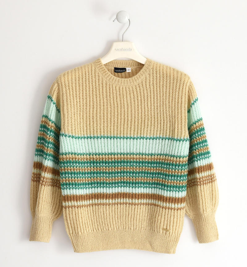 Sarabanda boy's striped pattern sweater from 8 to 16 years BEIGE-1033