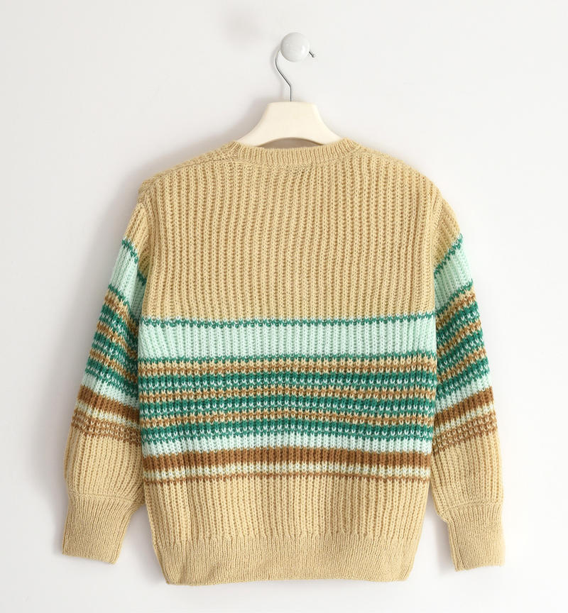 Sarabanda boy's striped pattern sweater from 8 to 16 years BEIGE-1033