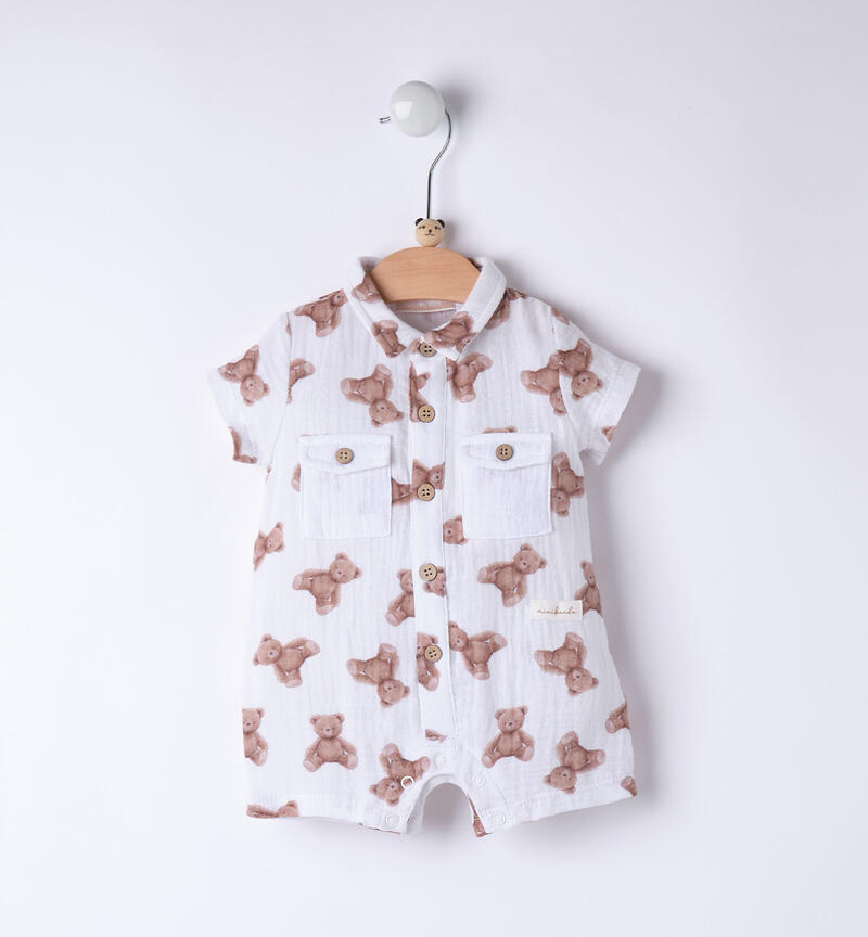 Minibanda baby romper BIANCO-MARRONE-6BVV