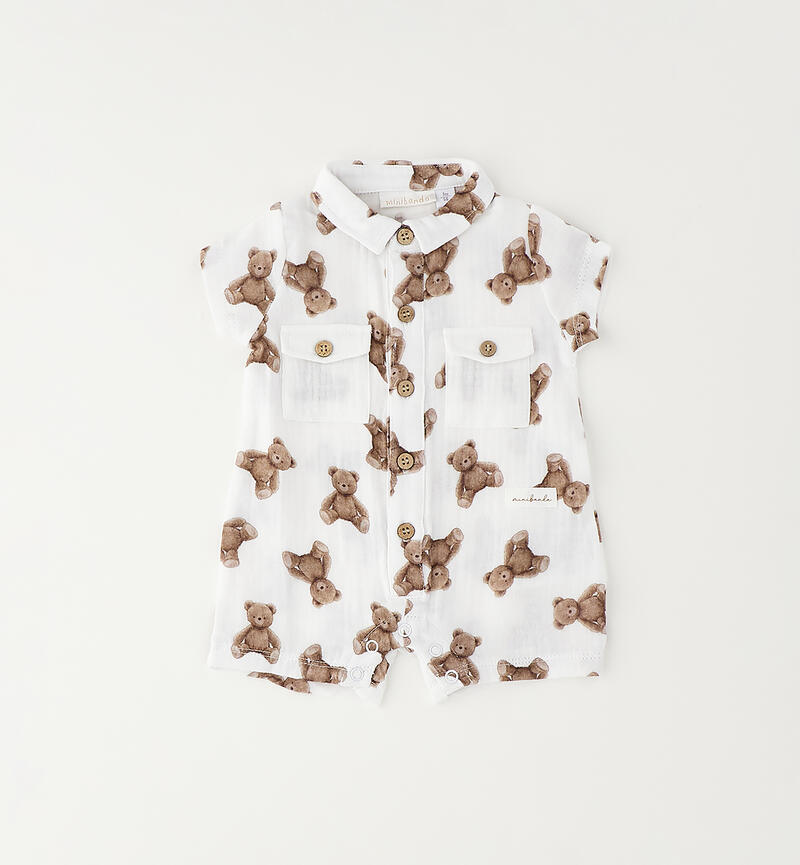 Minibanda baby romper BIANCO-MARRONE-6BVV