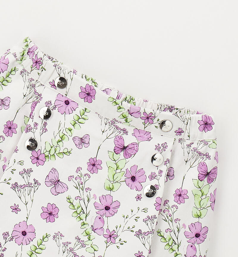 Pantaloncini a fiori bambina BIANCO-LILLA-6CAE