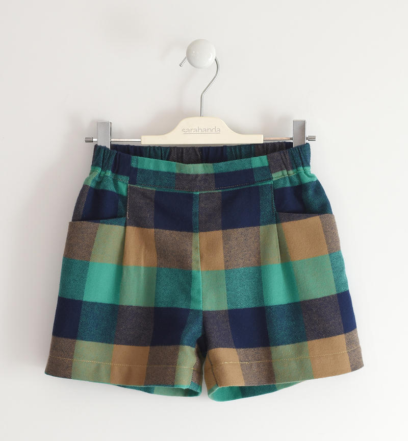 Sarabanda girl's check-pattern, 100% cotton shorts from 8 to 16 years VERDE-4646