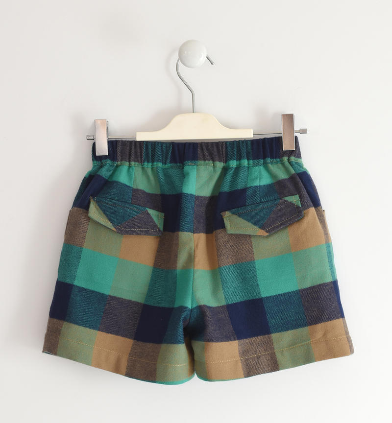 Sarabanda girl's check-pattern, 100% cotton shorts from 8 to 16 years VERDE-4646